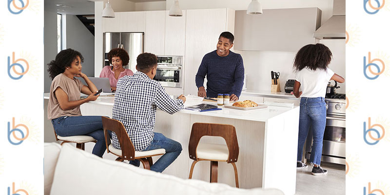 family, kitchen, busy family, making dinner, family time